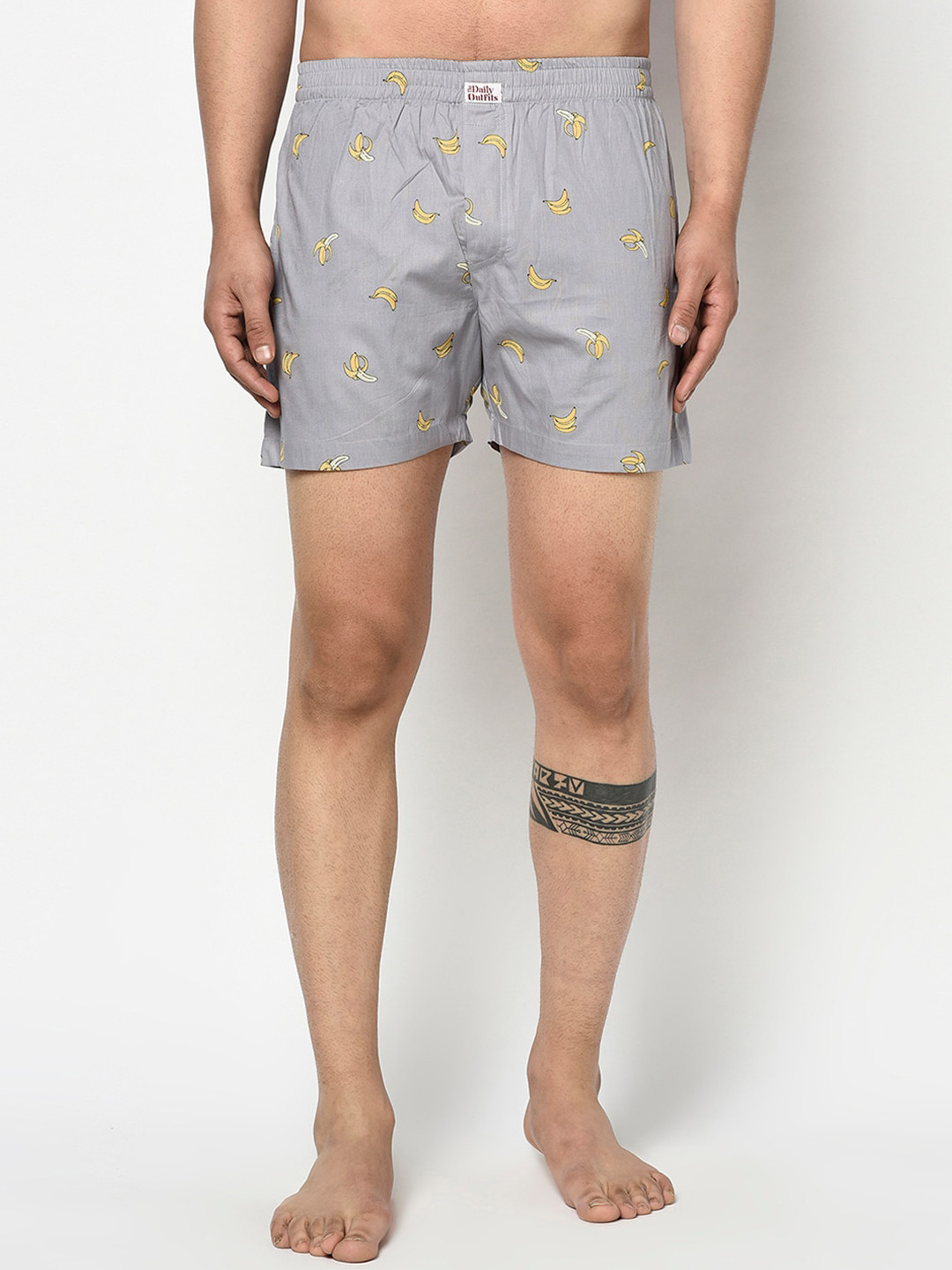 

THE DAILY OUTFITS Men Grey & Yellow Banana Print Cotton Boxer