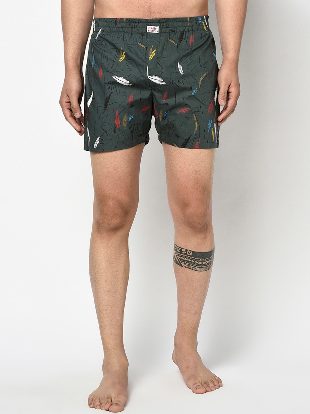 

THE DAILY OUTFITS Men Green Paint on the Canvas Pure Cotton Boxer