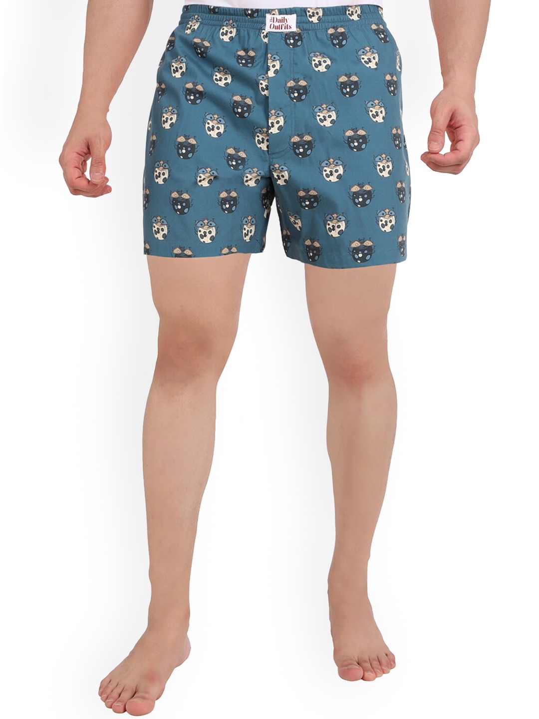 

THE DAILY OUTFITS Men Green Cockrified Printed Pure Cotton Boxers