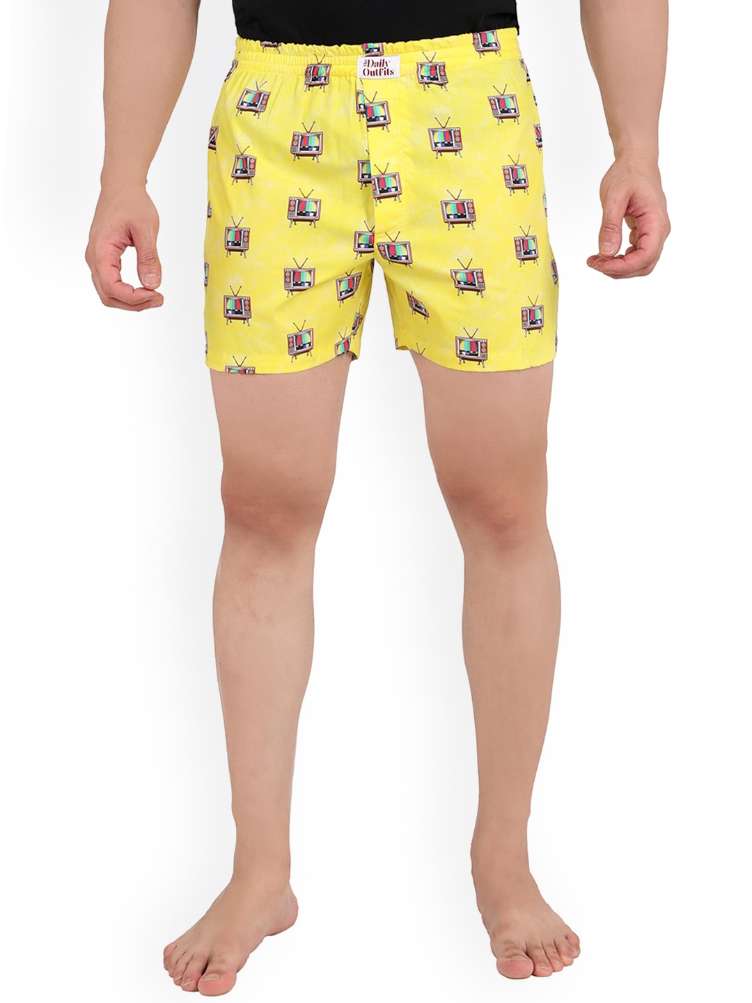 

THE DAILY OUTFITS Men Yellow Printed Pure Cotton Boxers