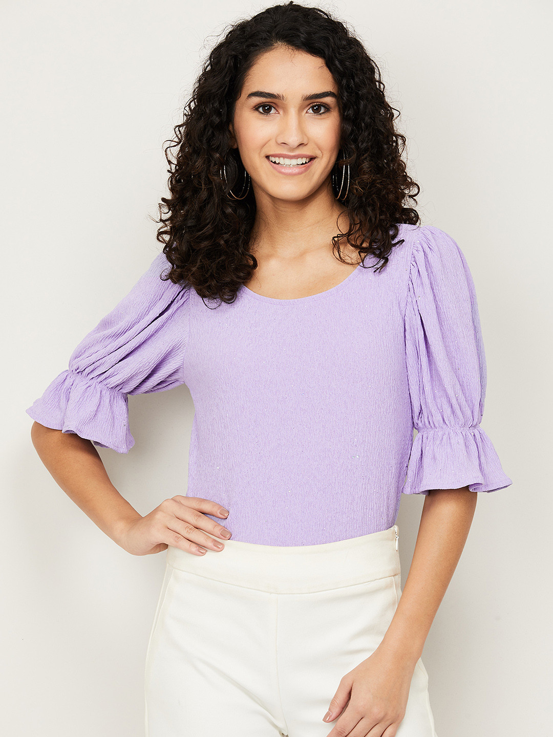 

CODE by Lifestyle Women White & Gold-Toned Printed Twisted Top