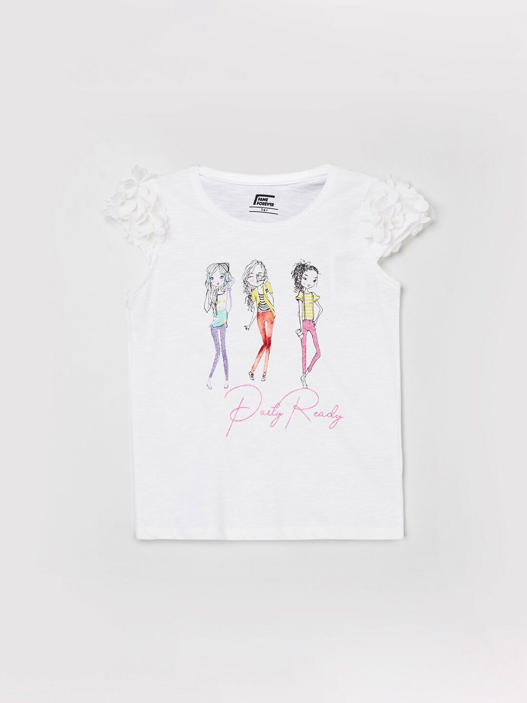 

CODE by Lifestyle White & Pink Print Applique Top