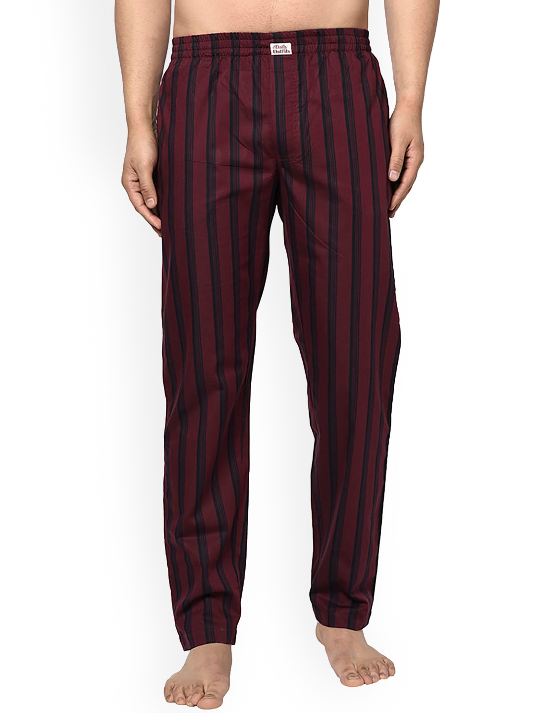 

THE DAILY OUTFITS Men Maroon Striped Lounge Pants