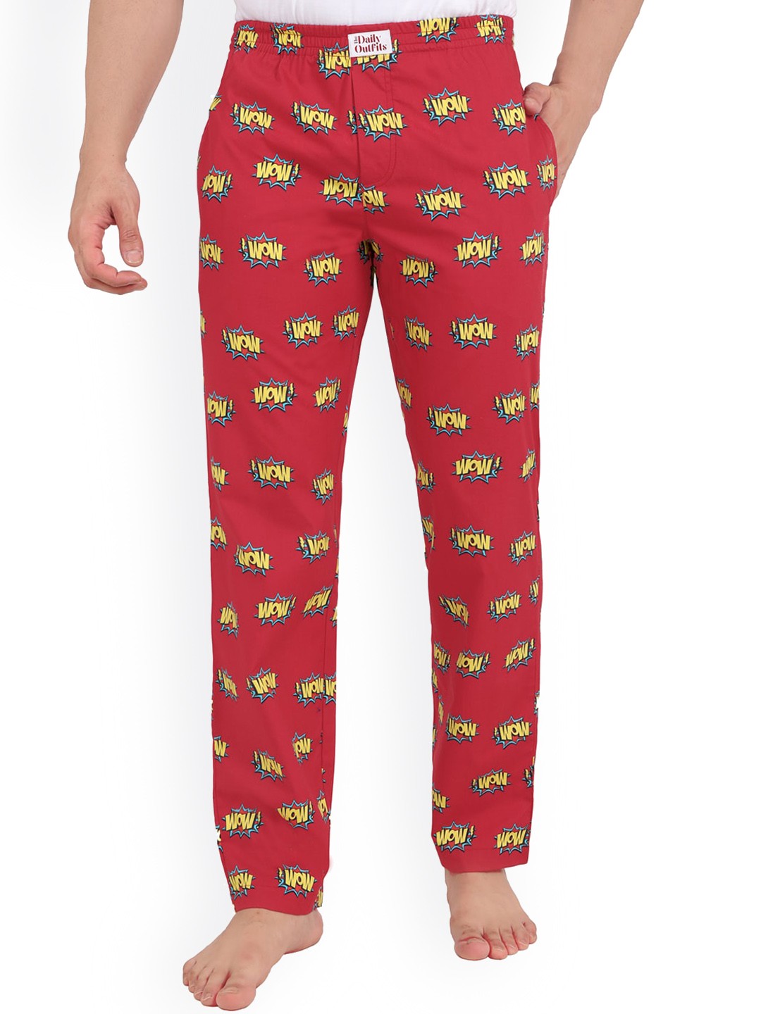 

THE DAILY OUTFITS Men Red Printed Cotton Lounge Pants