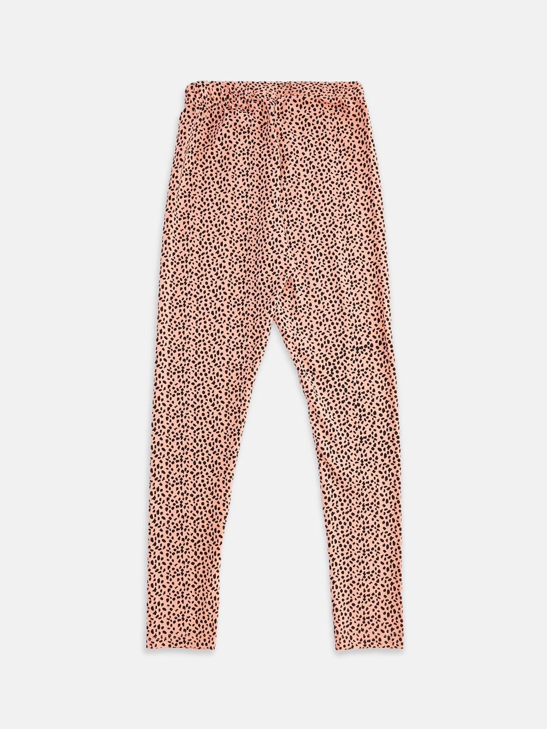 

Pantaloons Junior Girls Peach Colored Leopard Printed Ankle-Length Leggings