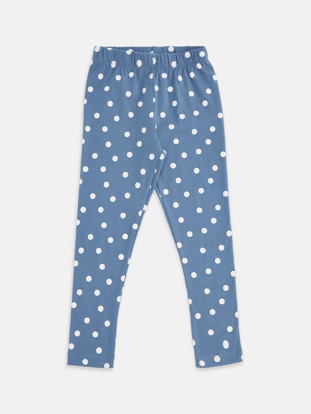 

Pantaloons Junior Girls Blue Polka Dots Printed Ankle-Length Leggings