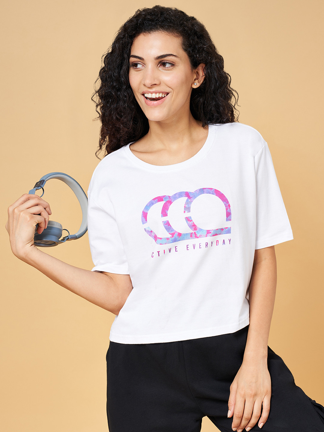 

Ajile by Pantaloons White Print Crop Top