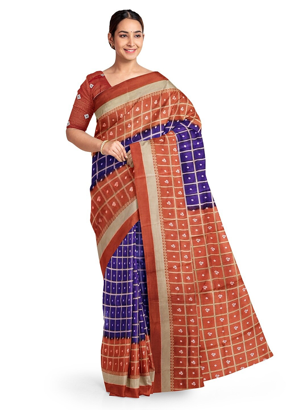 

Florence Purple & Brown Bandhani Silk Blend Bandhani Saree