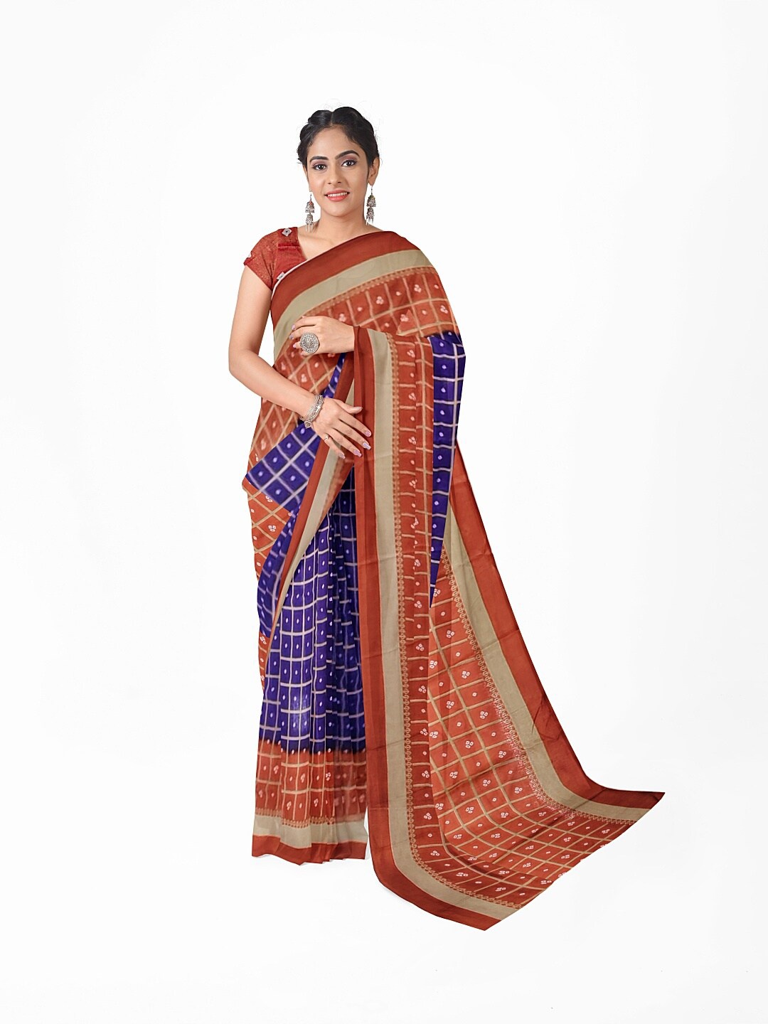 

Florence Purple & Red Bandhani Silk Blend Bandhani Saree