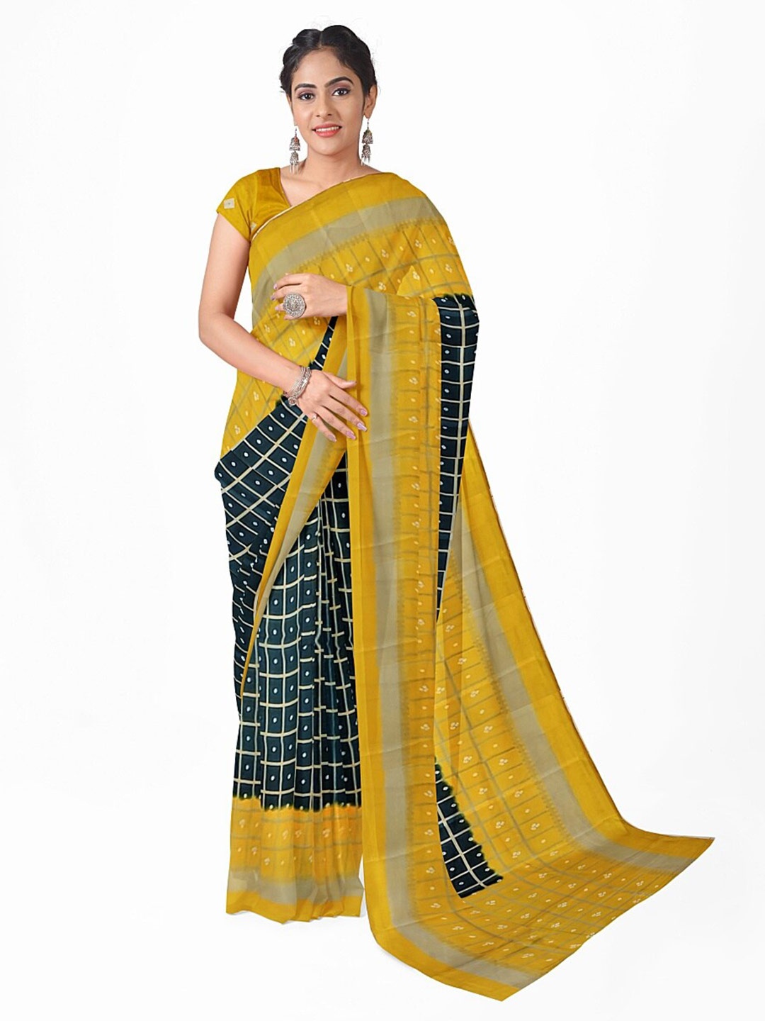 

Florence Black Bandhani Silk Blend Fusion Bandhani Saree