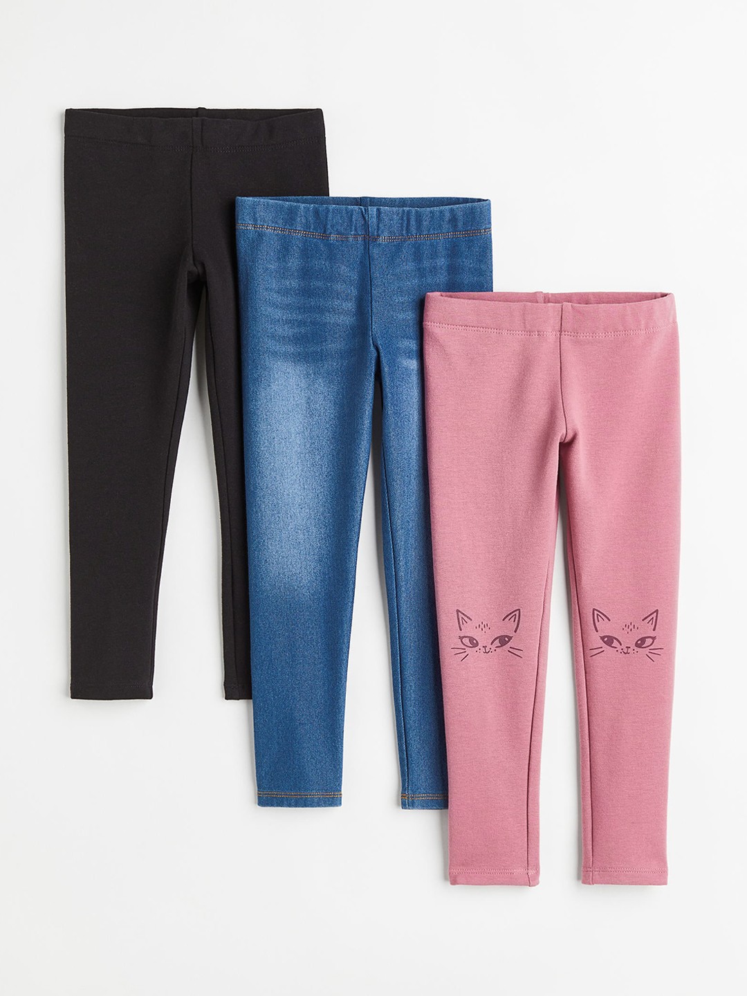 

H&M Girls Black 3-Pack Cotton Leggings