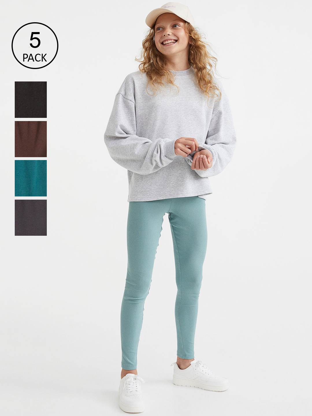 

H&M Girls Black & Blue 5-Pack Leggings