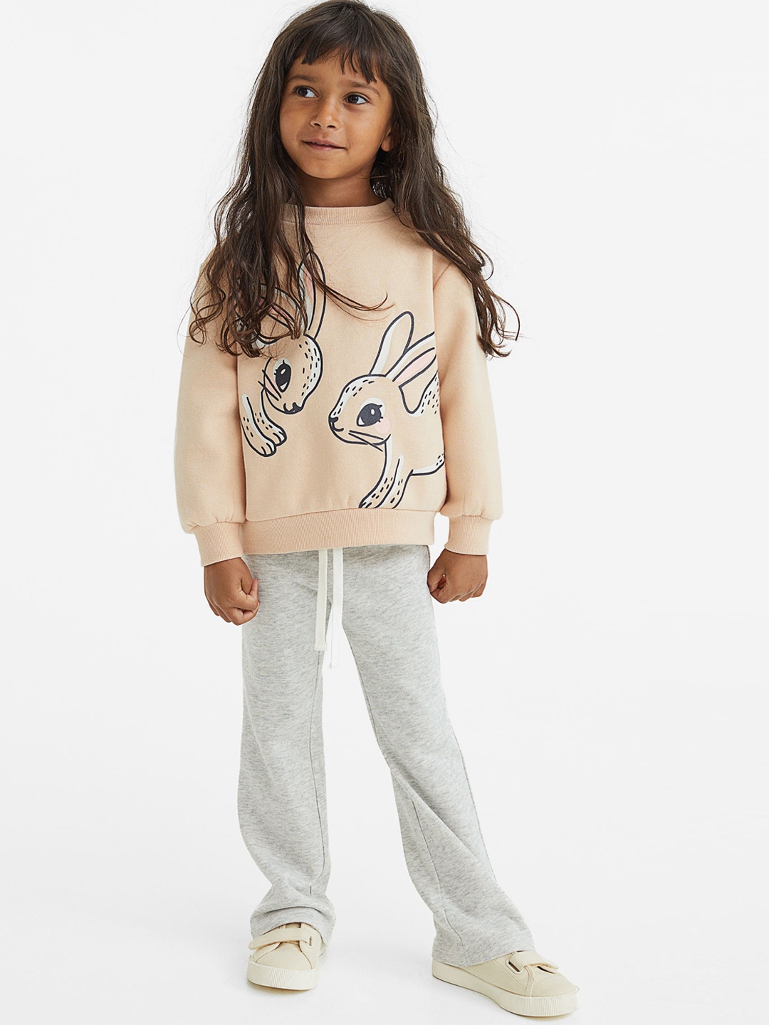 

H&M Girls Grey Solid Flared leggings