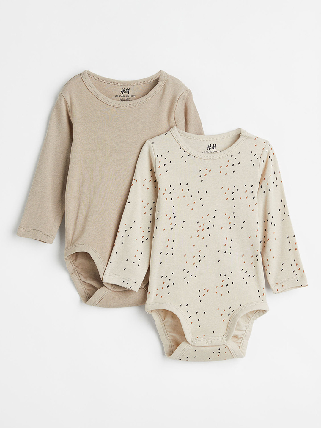

H&M Boys 2-Pack Cotton Bodysuits, Beige