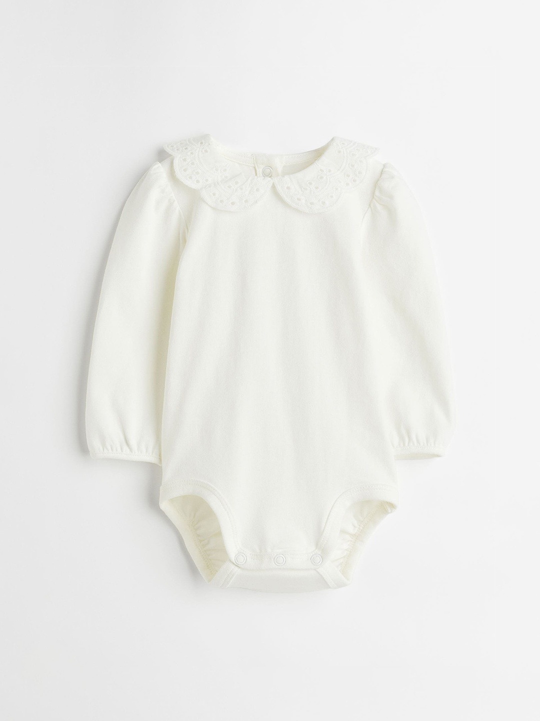 

H&M Girls White Solid Collared Bodysuit