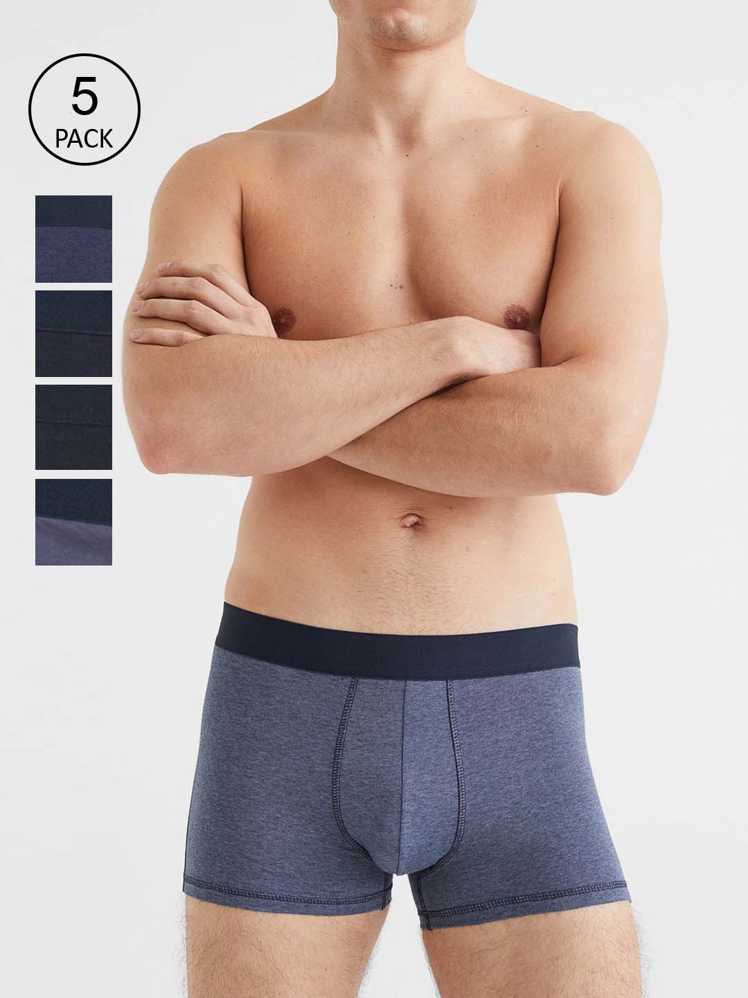 

H&M Men Blue & Black 5-Pack Short Trunks