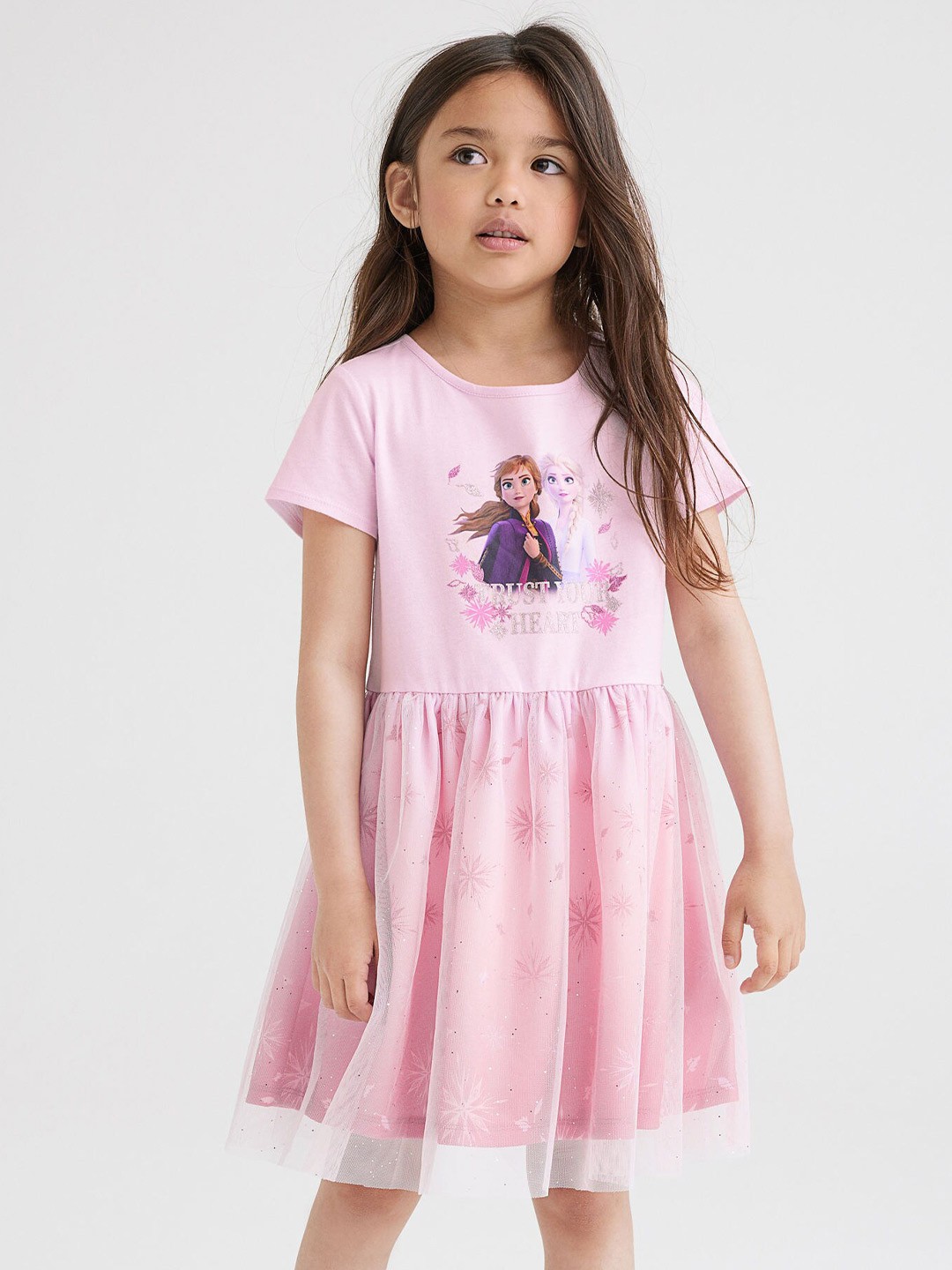 

H&M Girls Pink Printed Tulle Dress