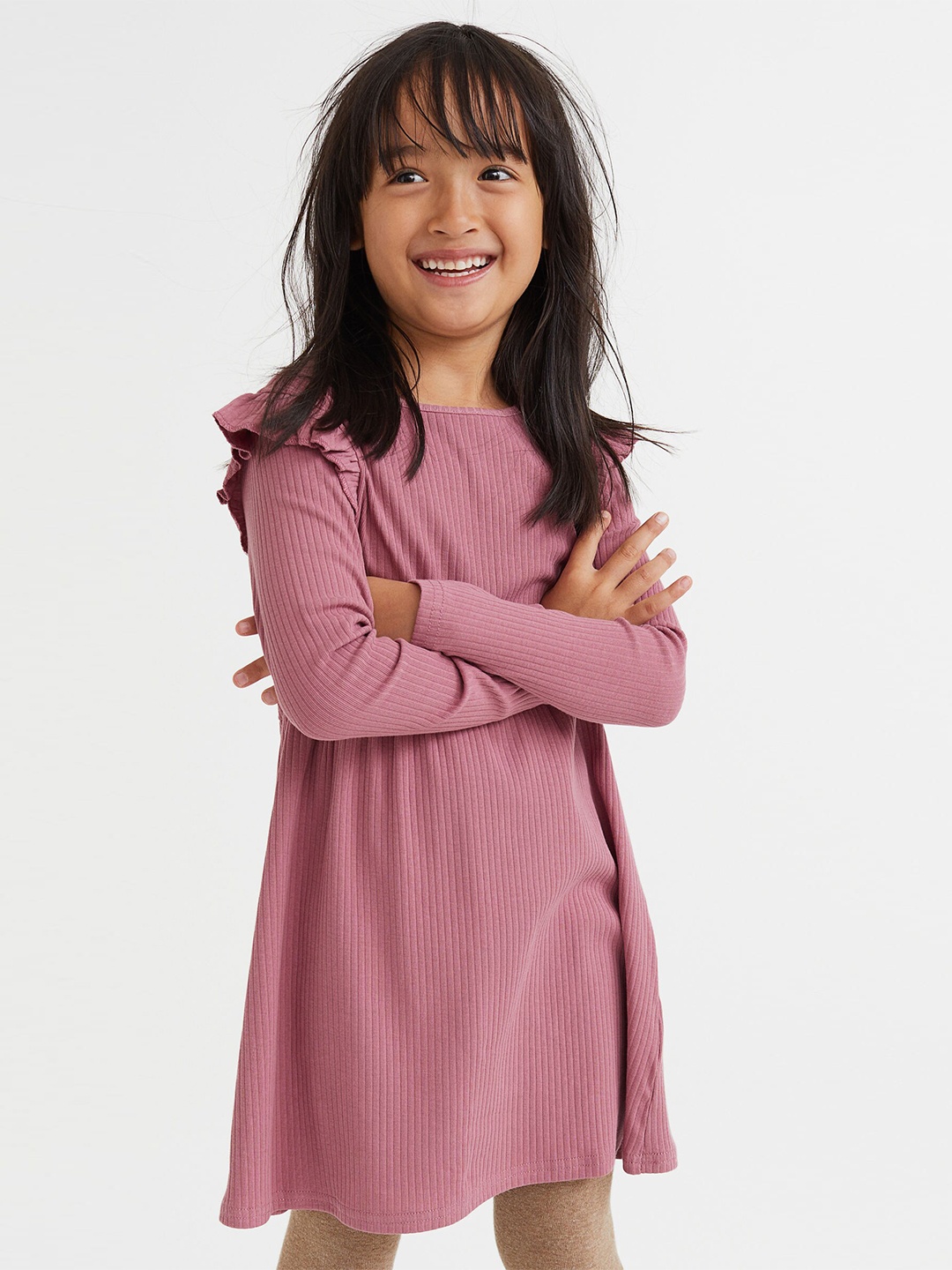 

H&M Girls Pink Ribbed Jersey Dress