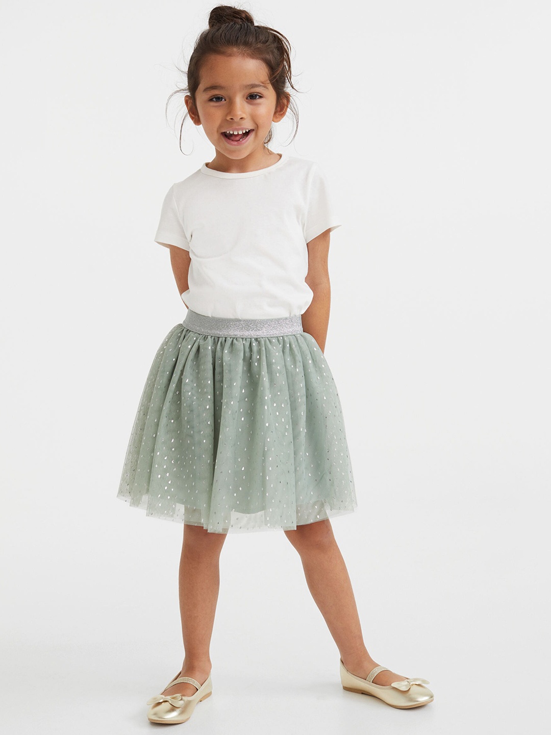 

H&M Girls Sage Green Glittery Tulle Skirt