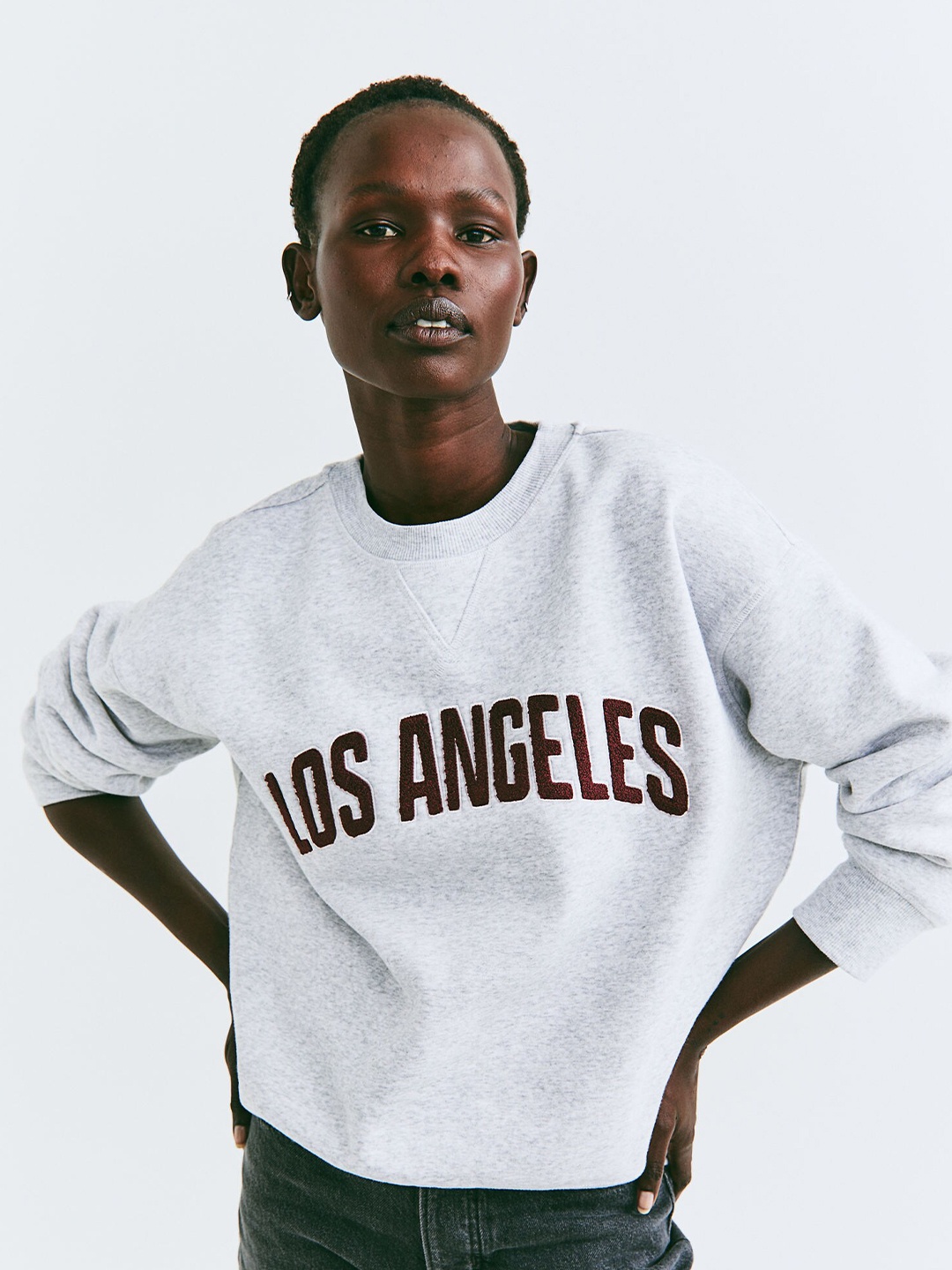 

H&M Grey Printed Typography Sweatshirt