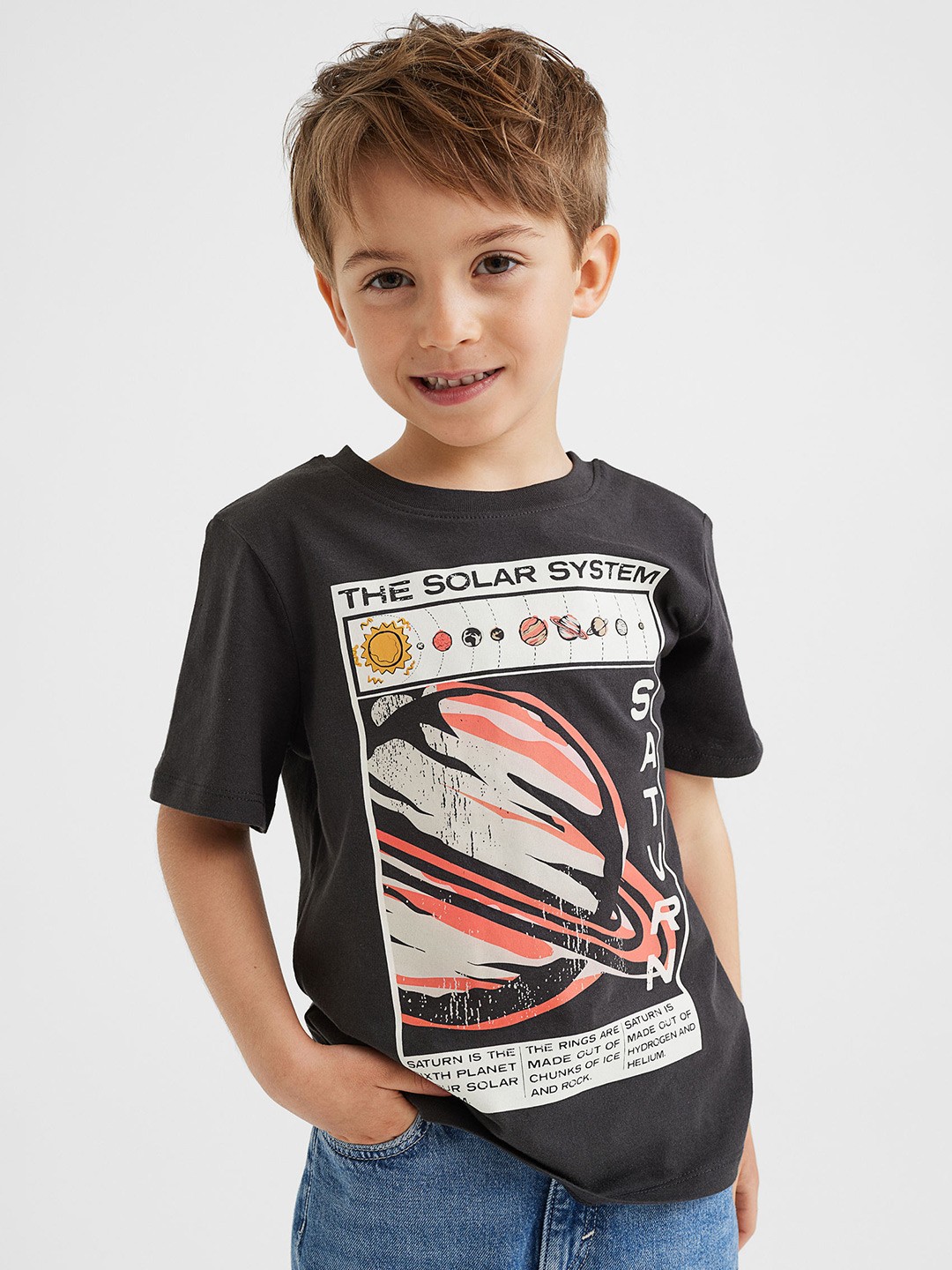

H&M Boys Black Cotton T-shirt