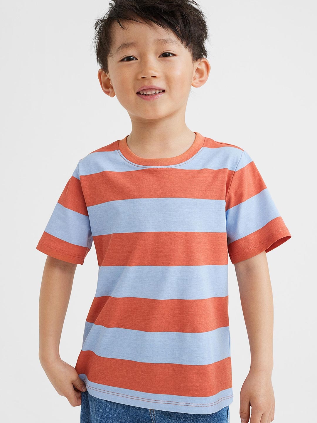 

H&M Boys Blue & Orange Cotton T-shirt