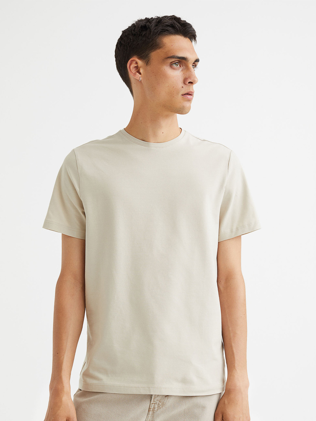 

H&M Men 3-pack Slim Fit T-shirts, Beige