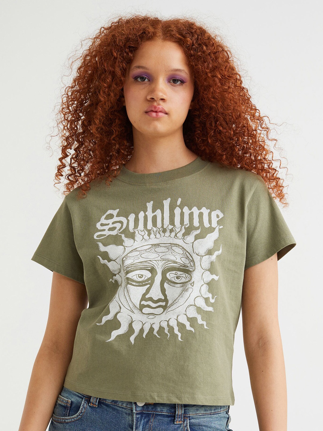 

H&M Women Green Printed T-Shirt
