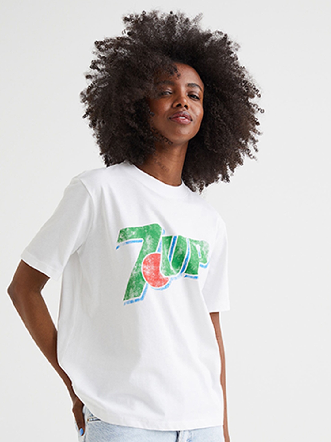 

H&M Women White & Green T-shirt With Motif