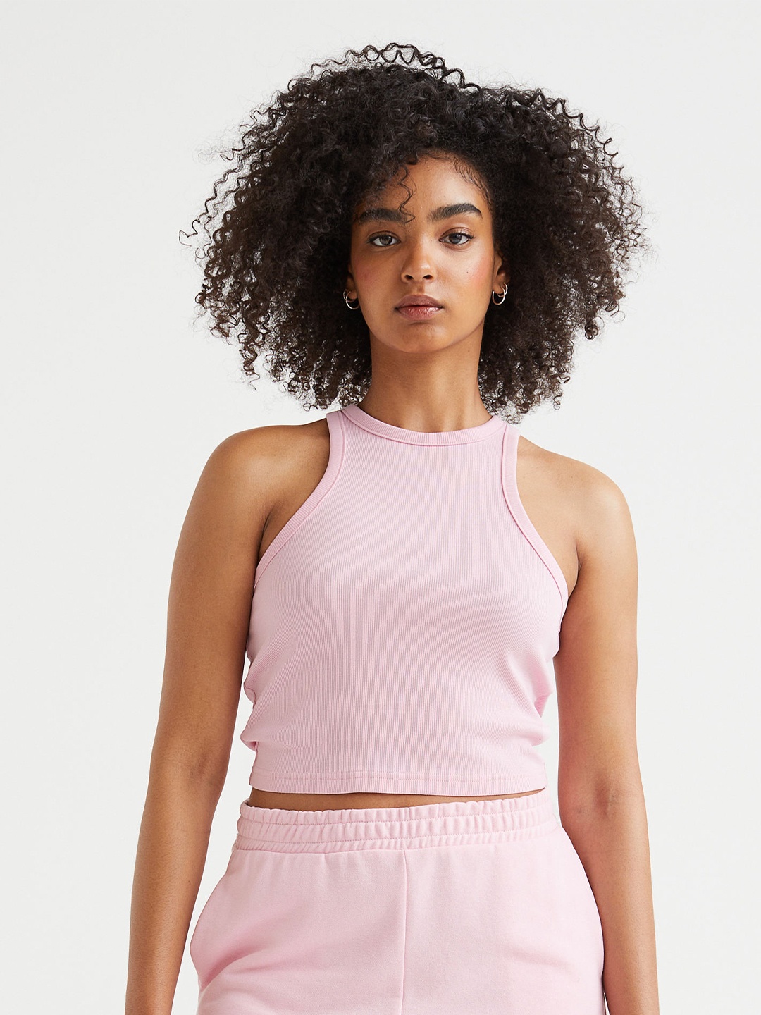 

H&M Women Pink Ribbed Vest Top