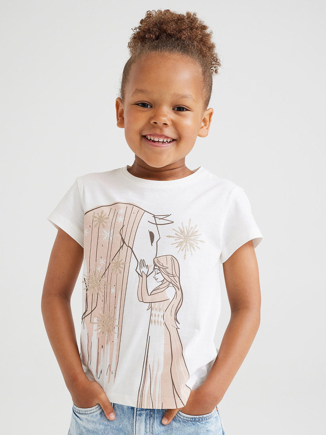 

H&M Girls 3-Pack Printed Pure Cotton Jersey Tops, White