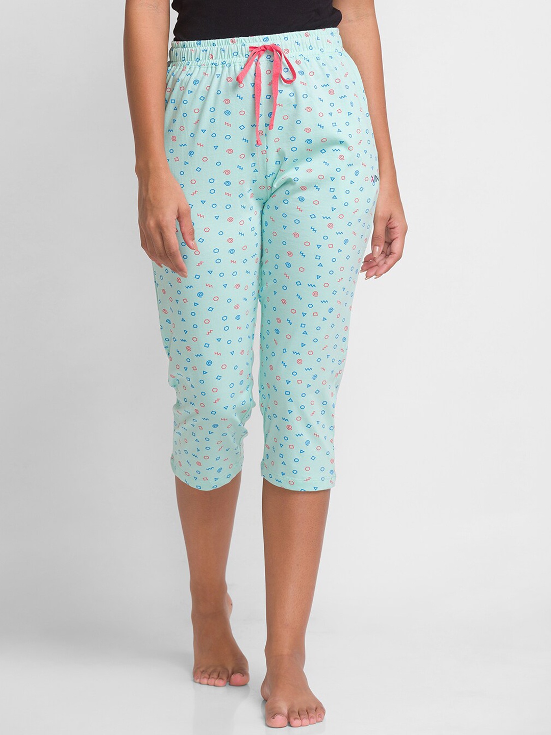 

XIN Women Green Printed Pure Cotton Lounge Pants