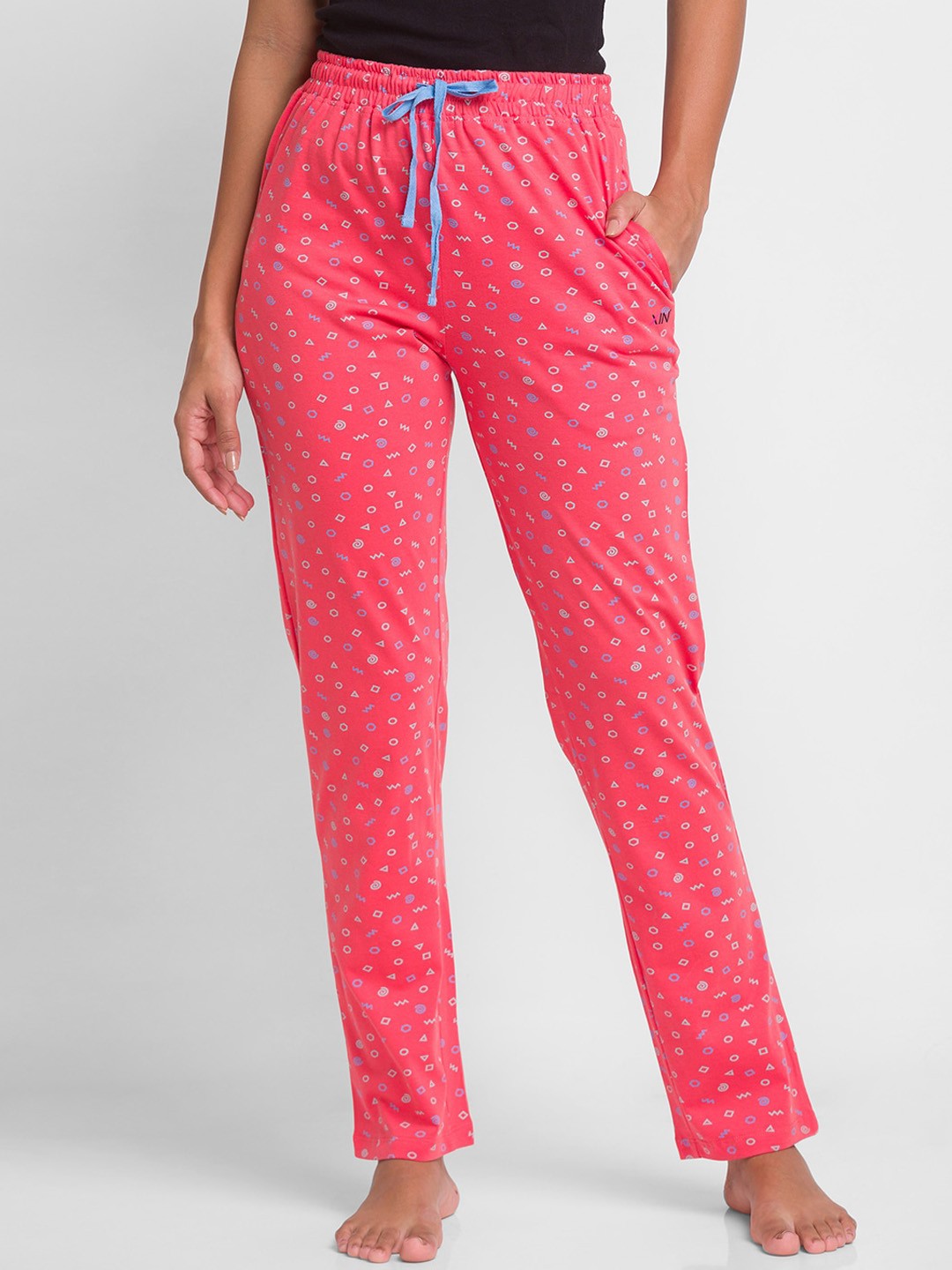 

XIN Women Red Printed Pure Cotton Lounge Pants