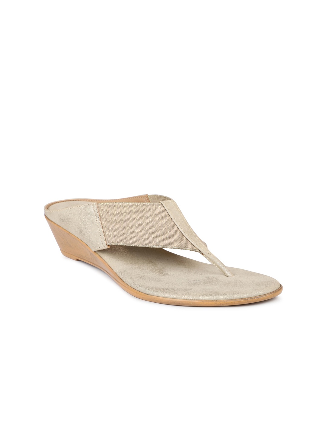 

Inc 5 Gold-Toned T-Strap Wedge Sandals