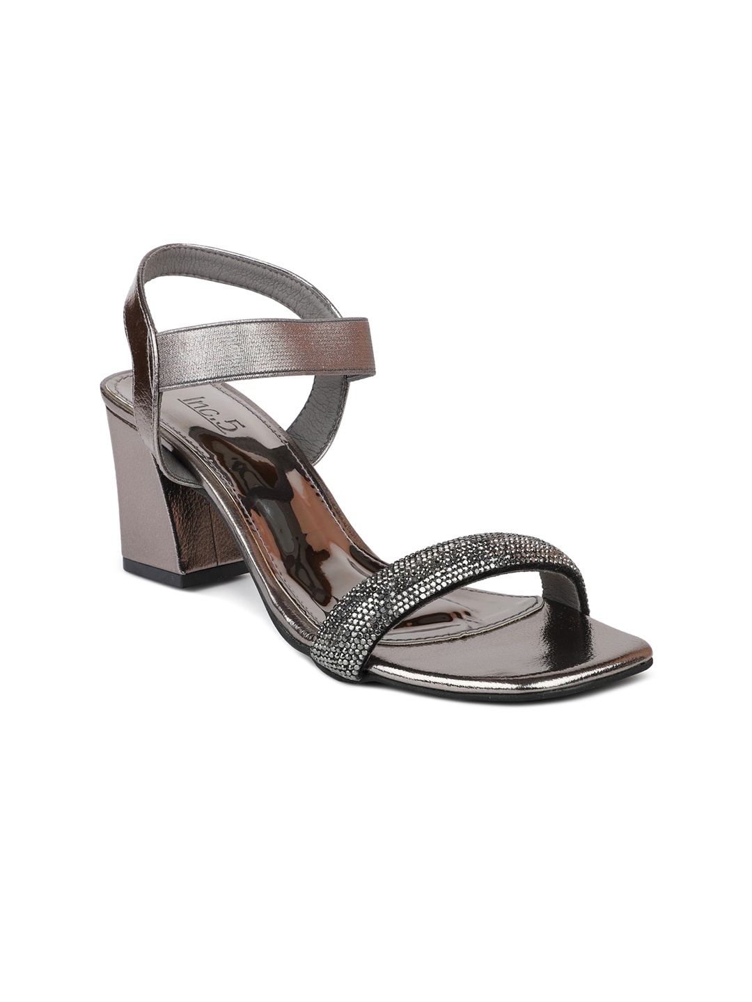 

Inc 5 Gunmetal-Toned Block Sandals, Metallic