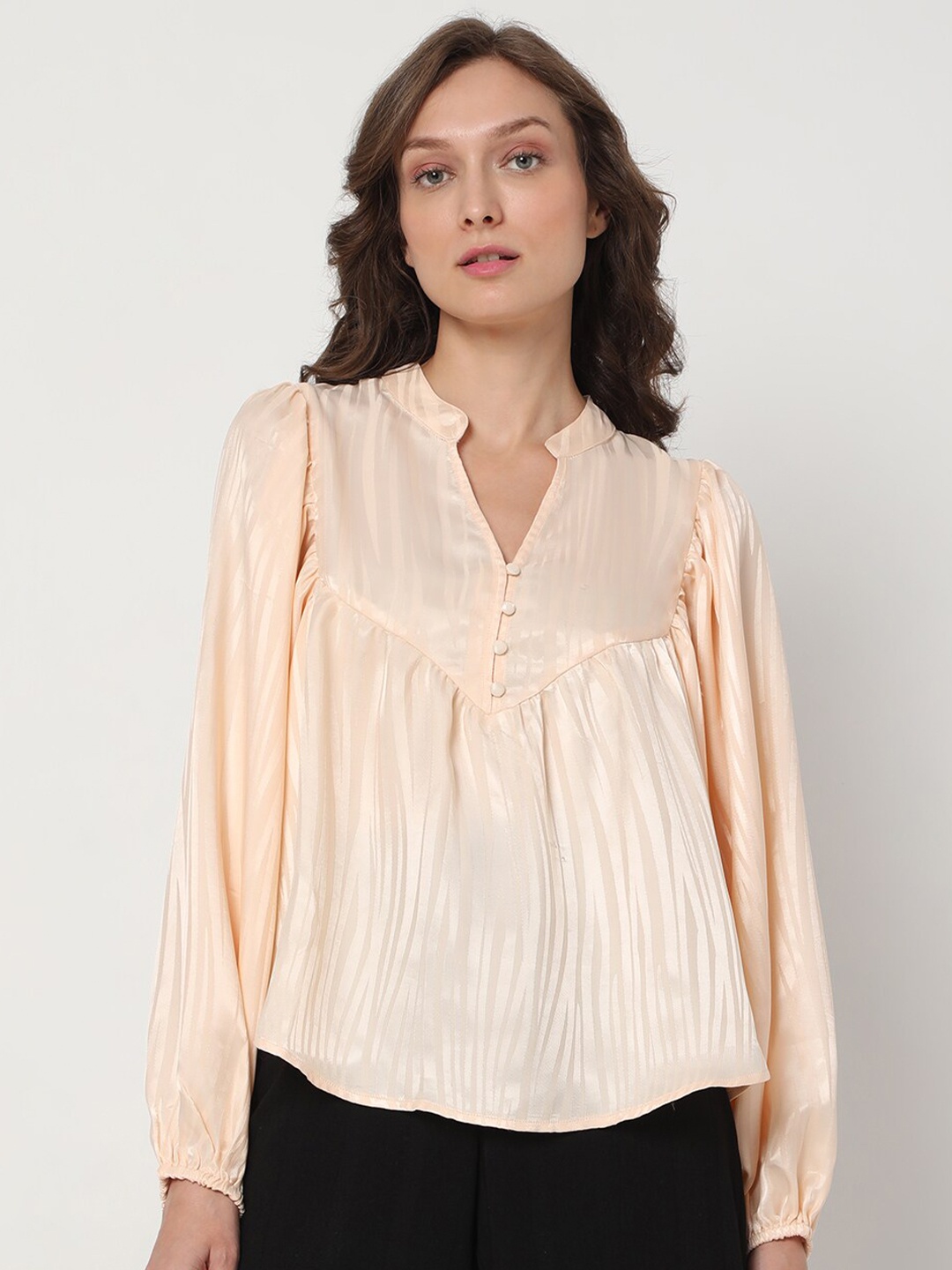 

Vero Moda Peach-Coloured Mandarin Collar Top