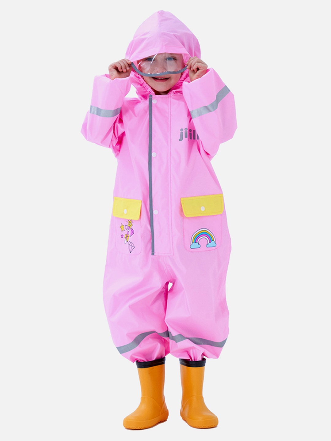 

Little Surprise Box LLP Kids Pink Printed Jumpsuit Raincoat