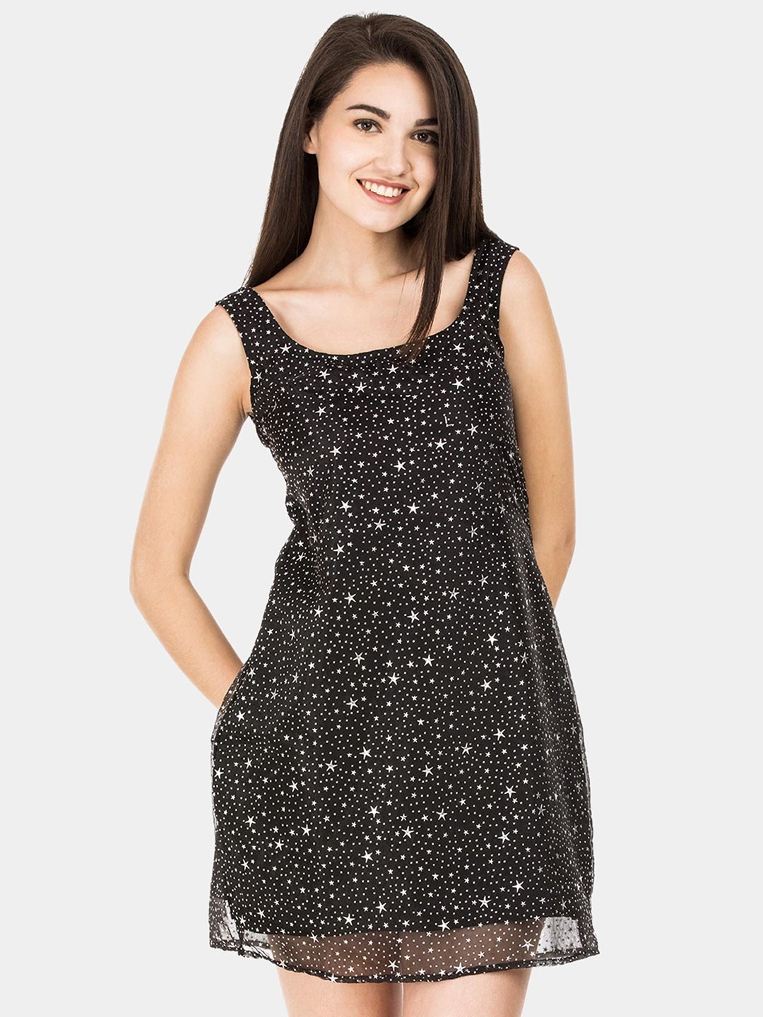 

IDK Black Printed Sheath Dress