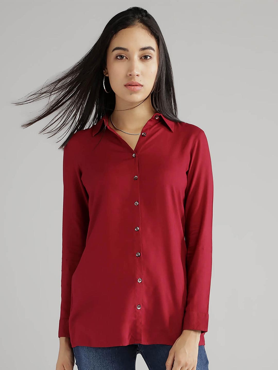 

IDK Maroon Shirt Style Top