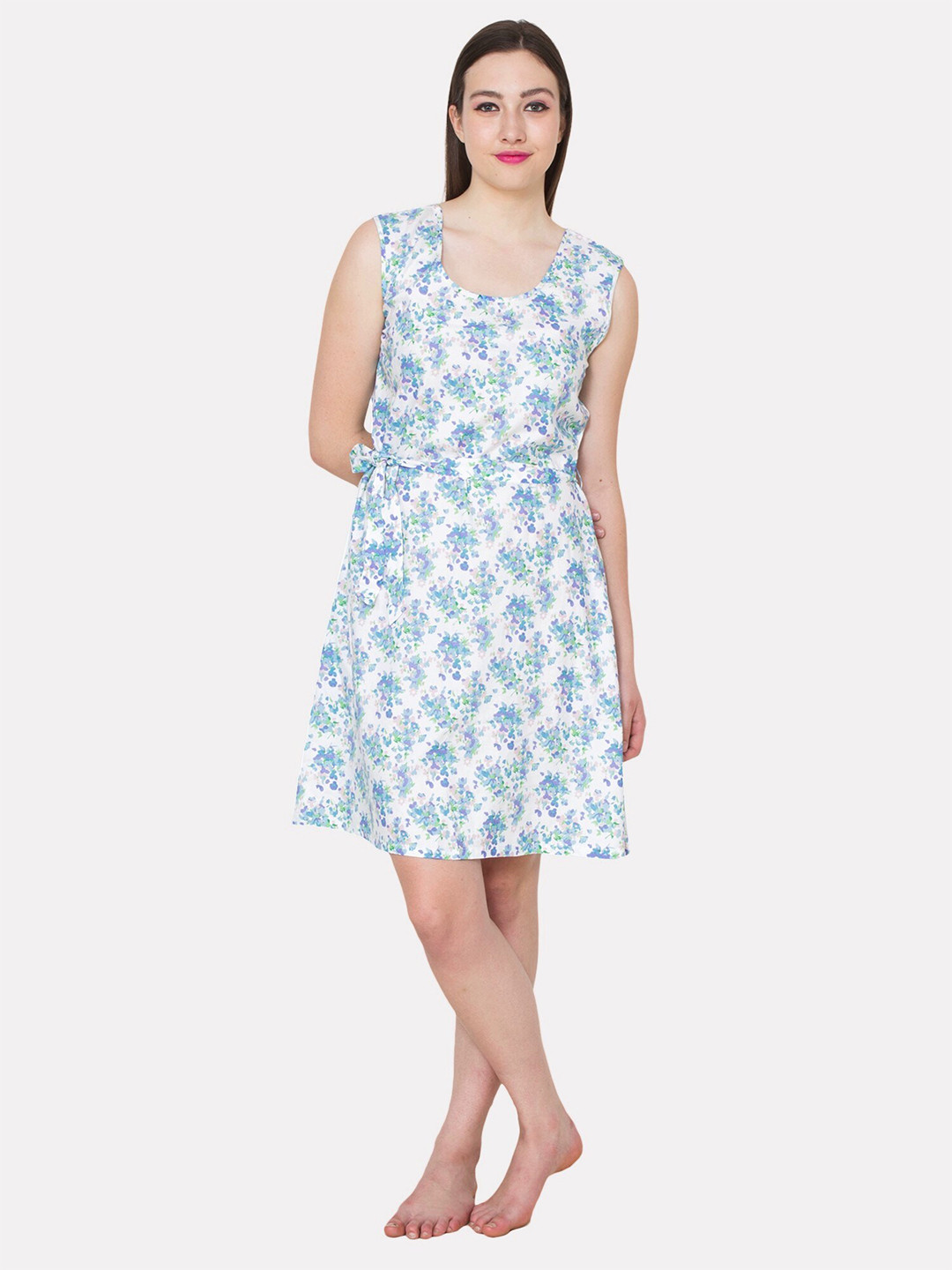 

PATRORNA Women Blue Printed Nightdress