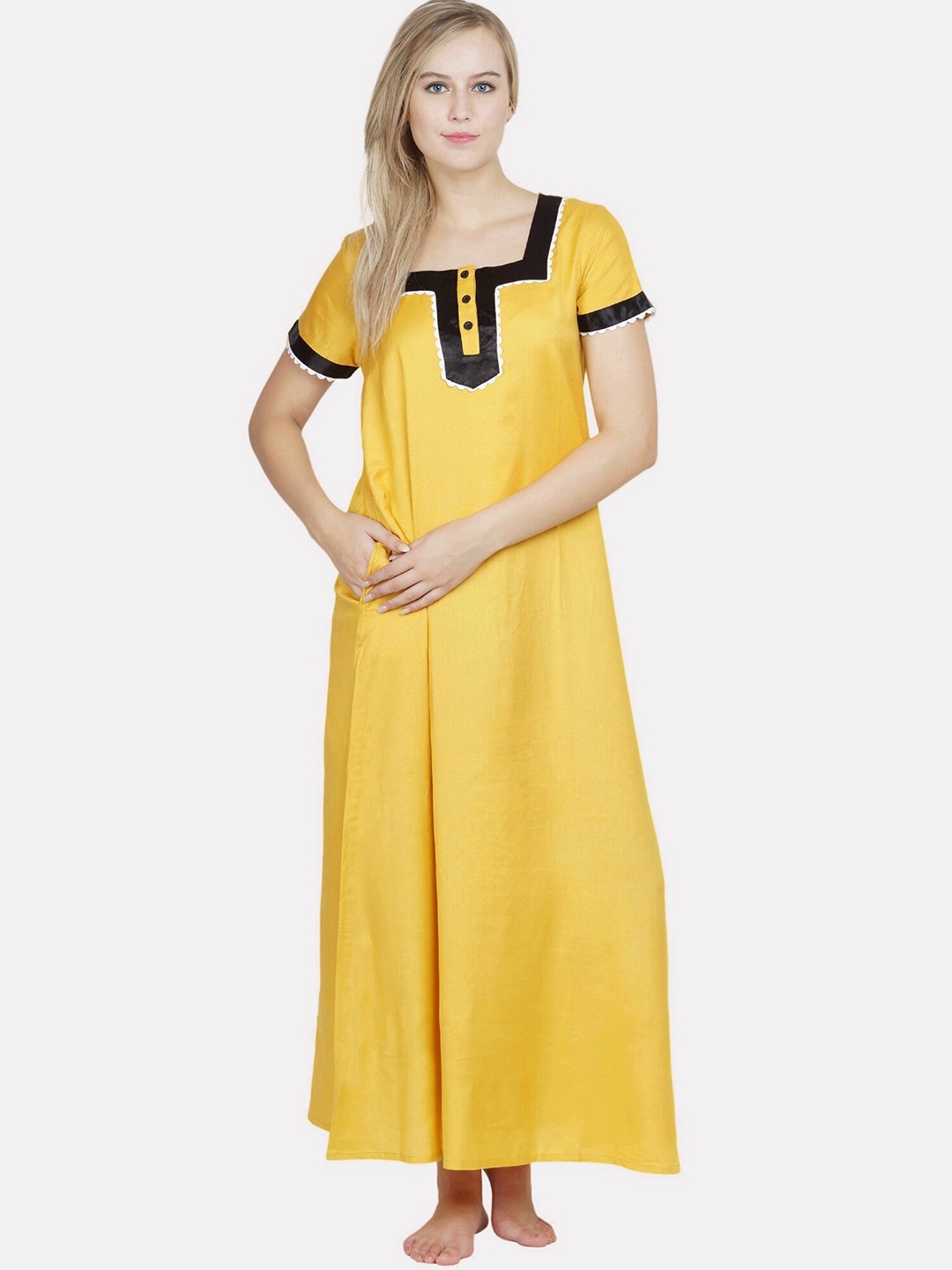 

PATRORNA Mustard Maxi Nightdress