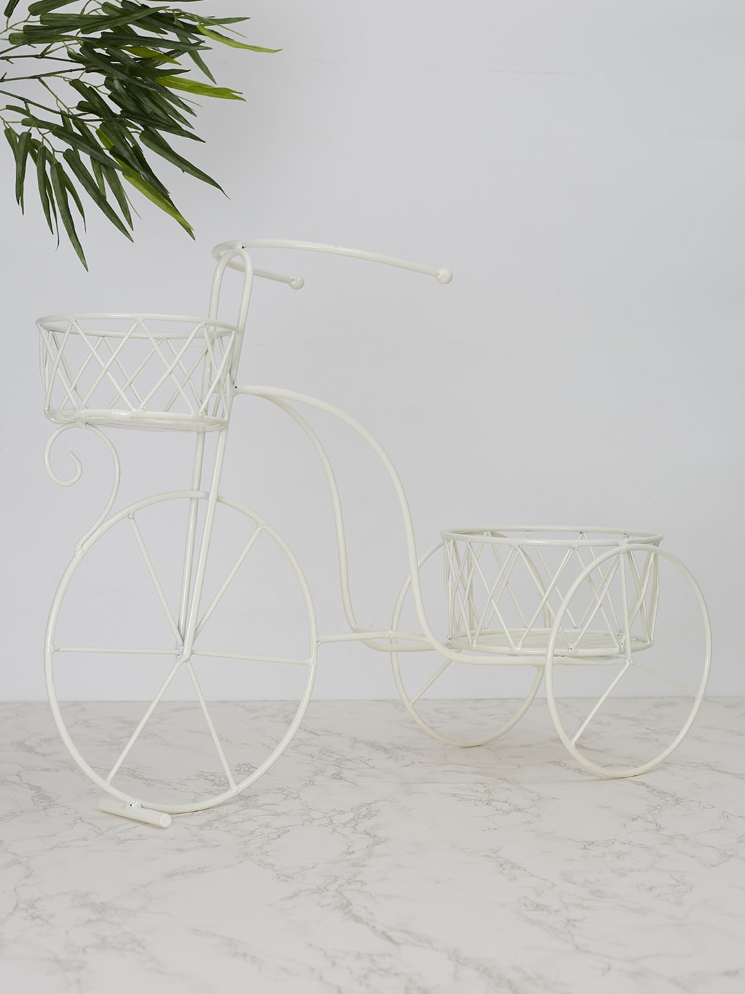 

HomeTown Off White Solid Metal Bicycle Planters