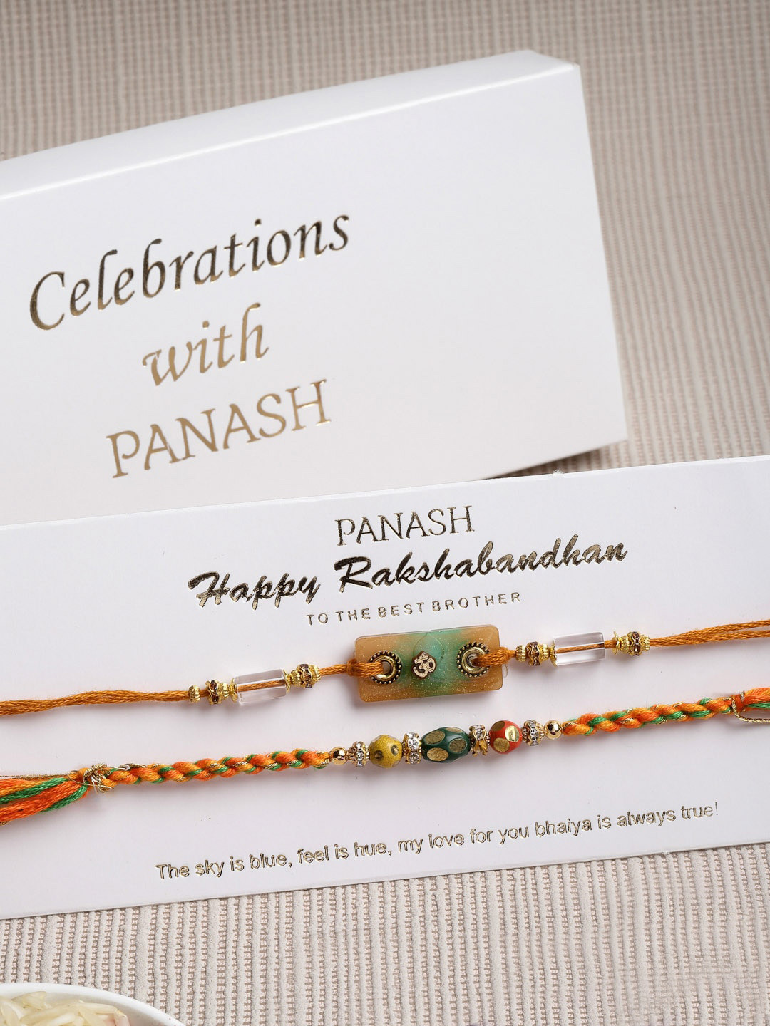 

PANASH Men Set Of 2 Yellow Beads Handcrafted Rakhis