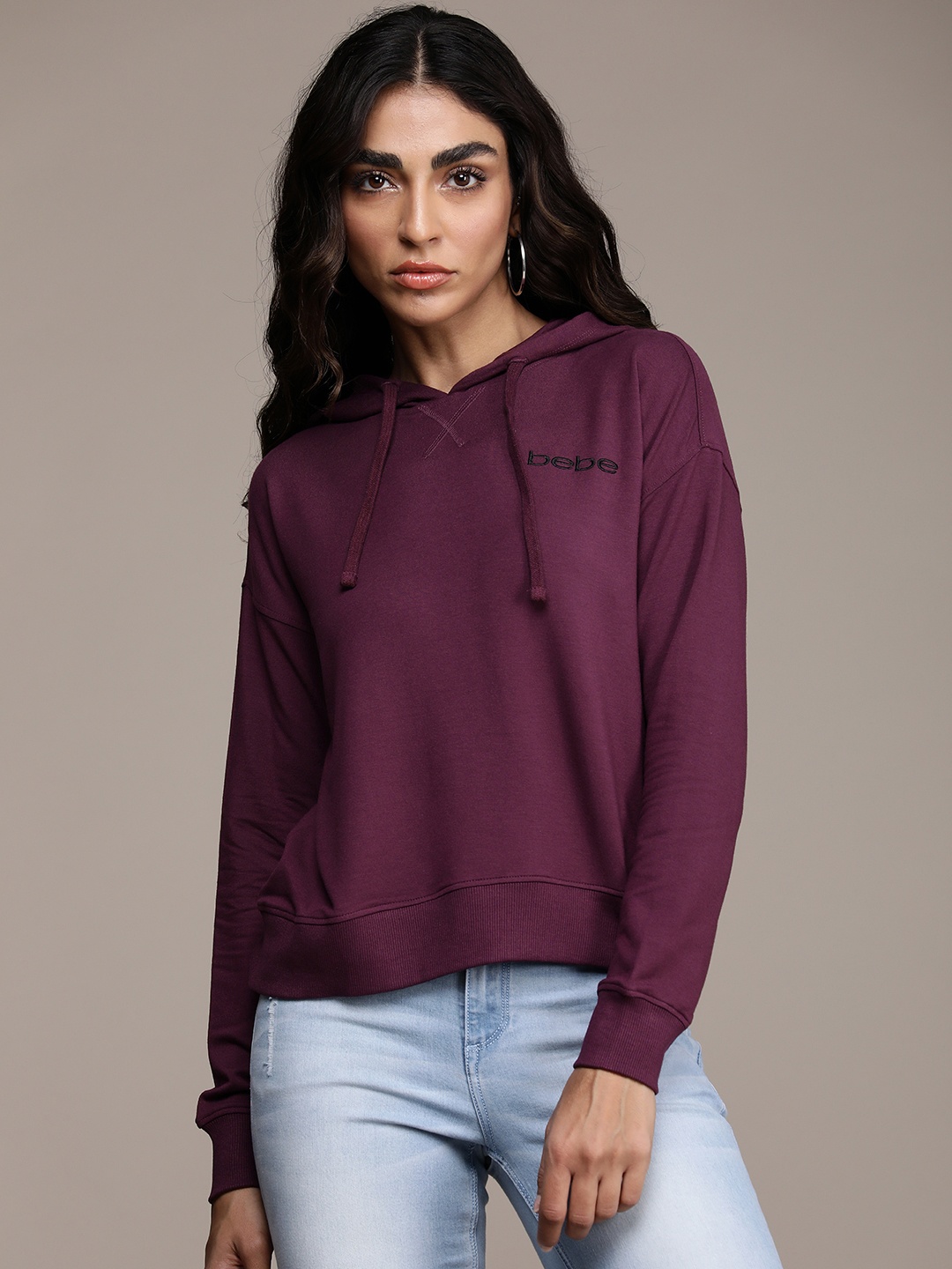 

bebe Women Purple Hooded Sweatshirt