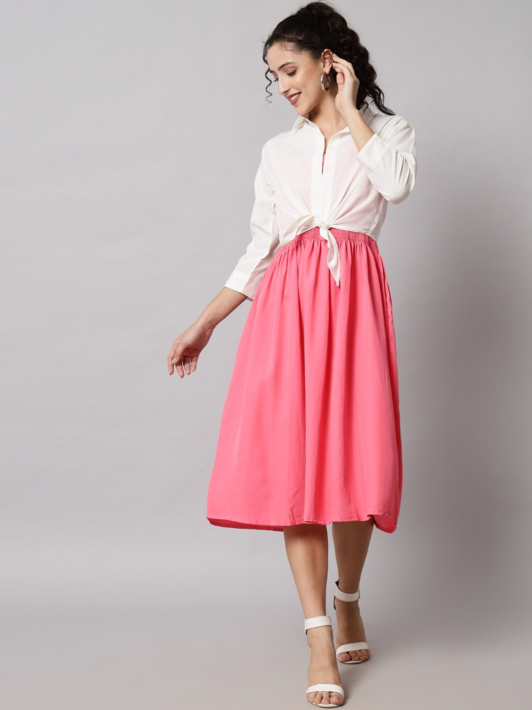 

Darzi Pink Organic Cotton Crepe Midi Dress