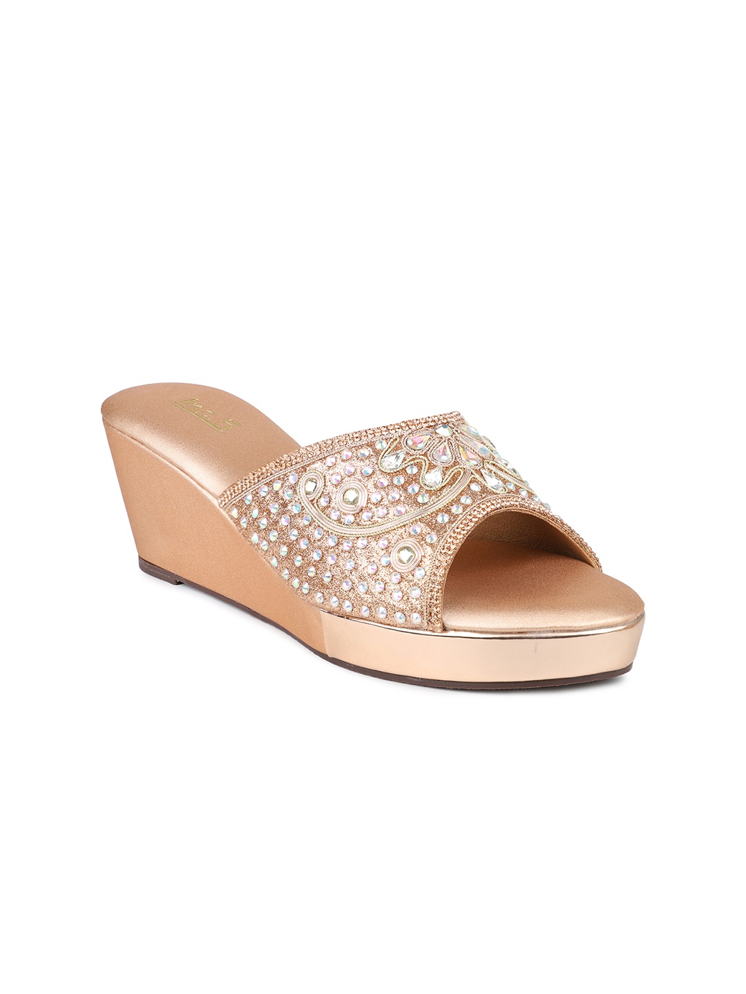

Inc 5 Women Copper-Toned Embellished Leather Ethnic Flats