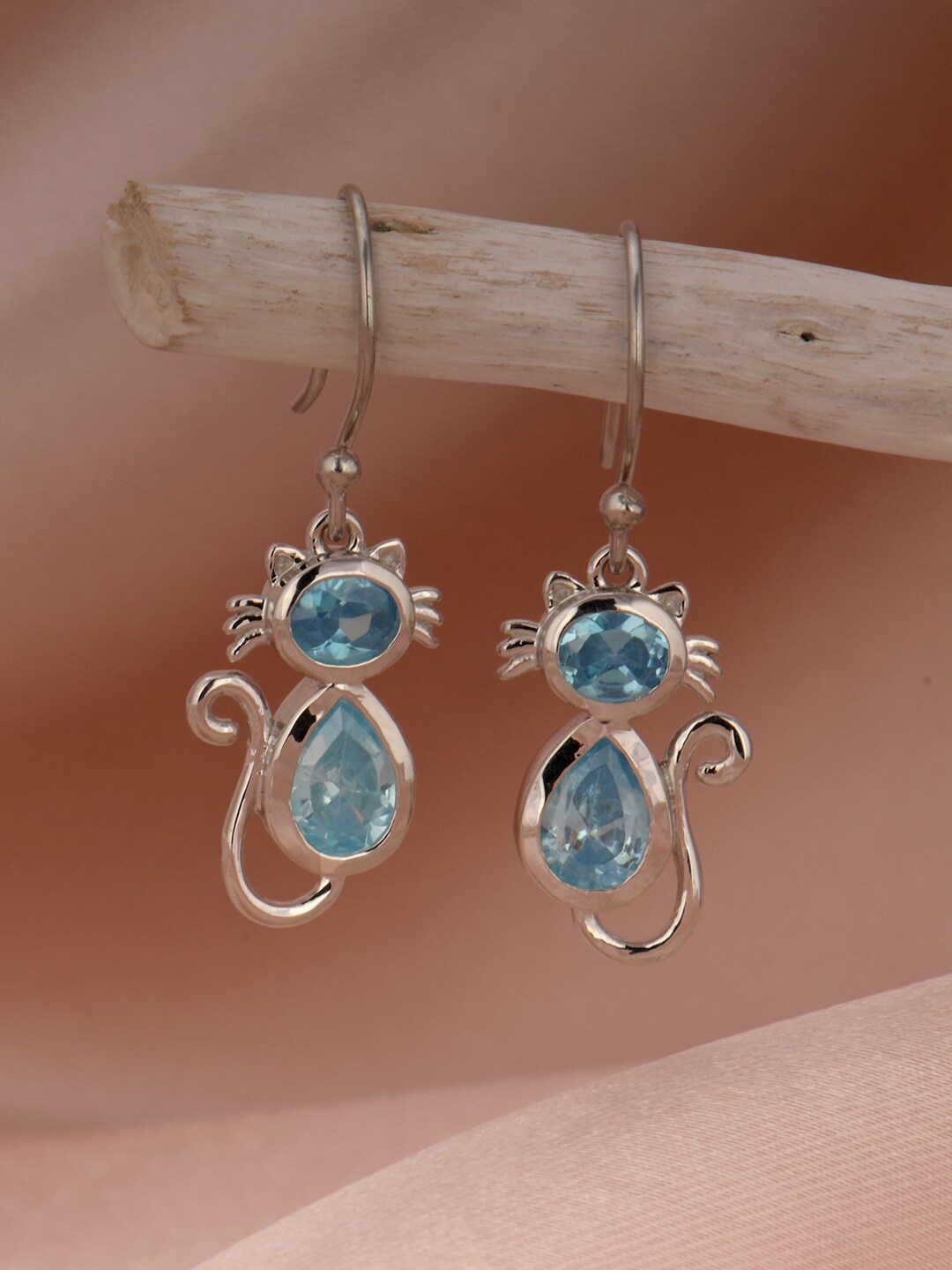 

GIVA Silver-Toned & Blue Contemporary Drop Earrings