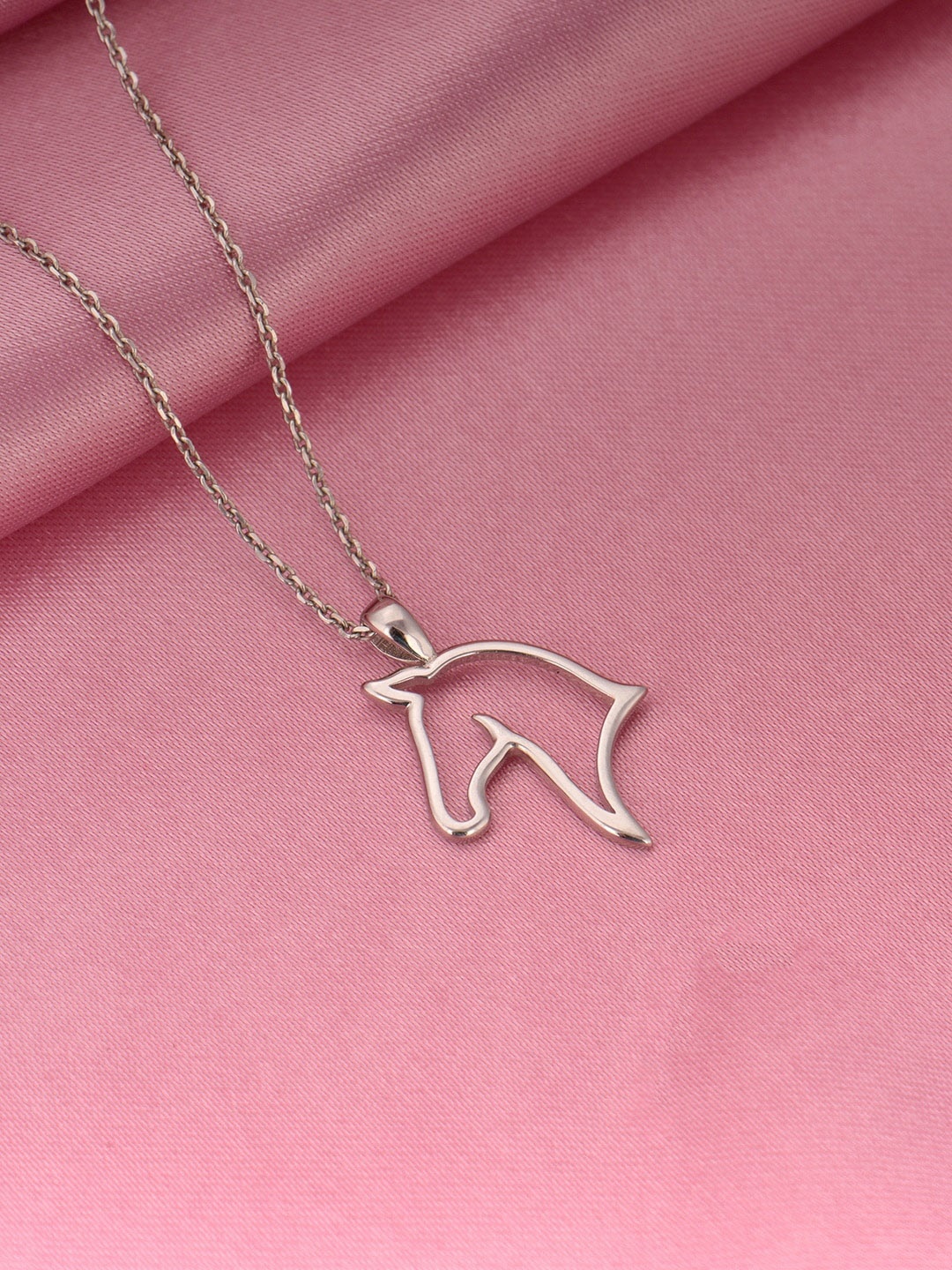 

GIVA Women 925 Sterling Silver & Rhodium-Plated Horse Power Pendant With Link chain