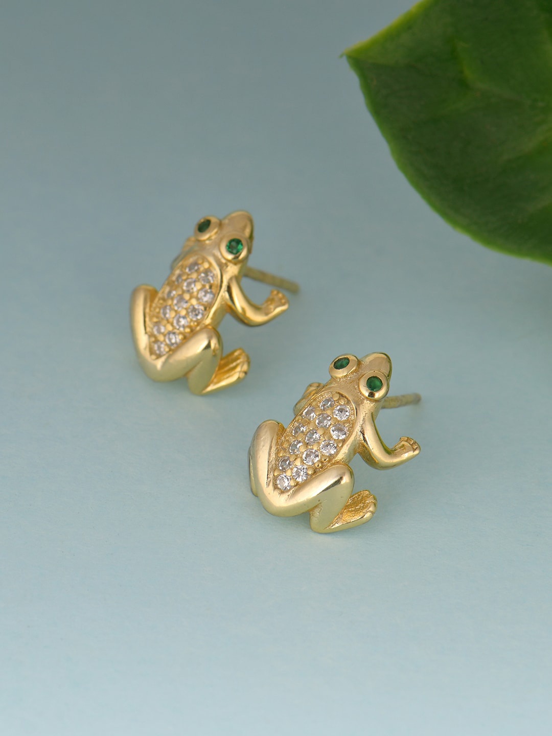 

GIVA Gold-Toned Contemporary Studs Earrings