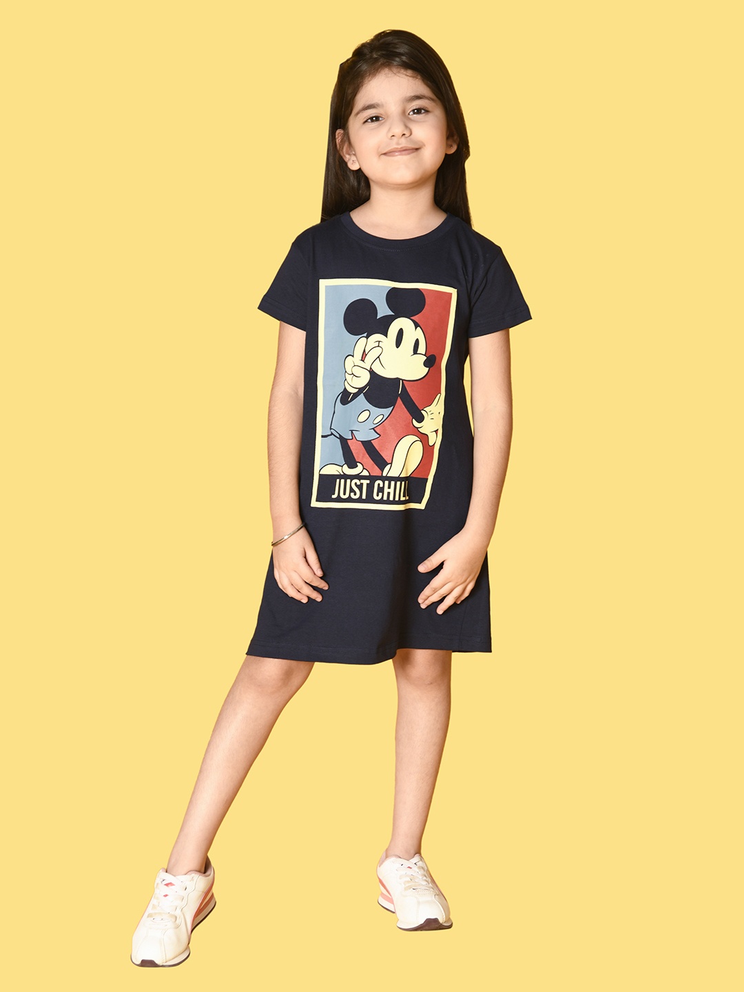 

Nap Chief Girls Navy Blue Mickey Mouse Printed T-Shirt Nightdress